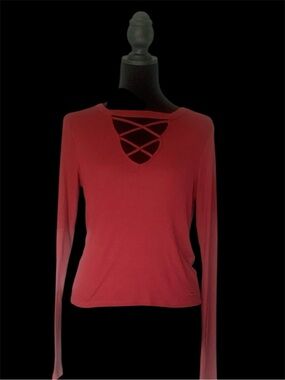 Hollister Must Have Collection Ribbed Long Sleeve CrissCross Strappy front sizeM